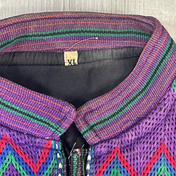 VINTAGE EMBROIDERED COTTON COLORFUL MADE IN GUATEMALA JACKET XL - Picture 5 of 8